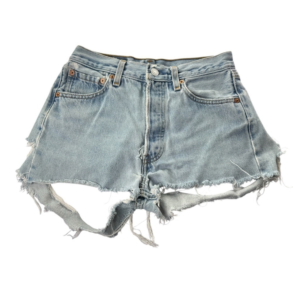 Levi's 501 Women's W28 Cut Off Denim Shorts Light Wash Distressed Destroyed